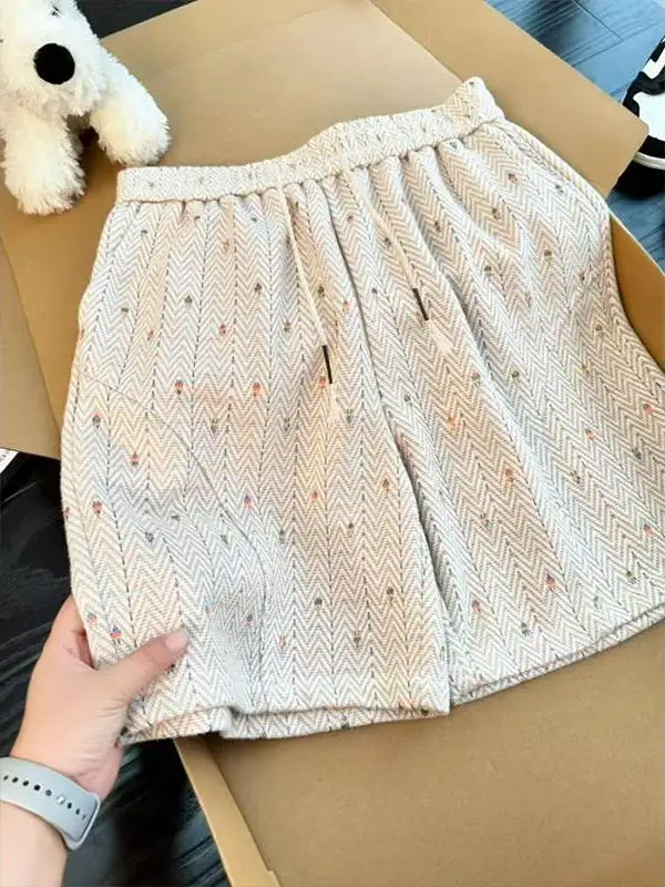 Casual Loose Men's Short Pants Summer Outdoor Wear Checkered Pattern Sporty Lazy Style Five-Quarter Length Straight Leg Trousers