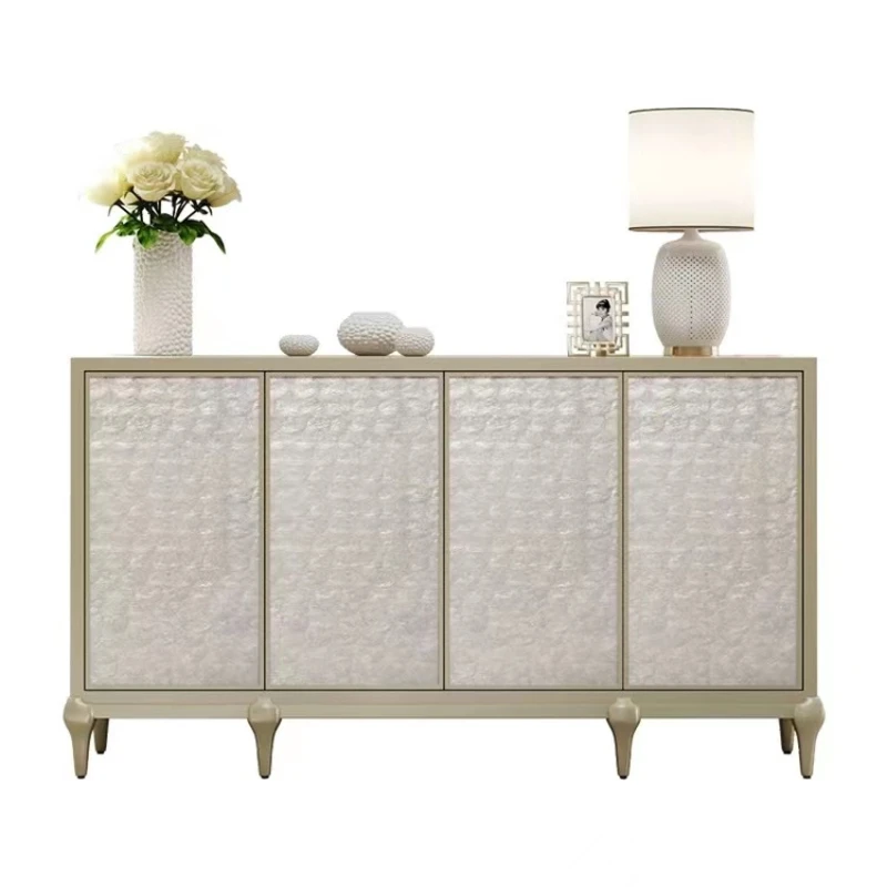 

American light luxury dining side living room shell solid wood decoration entrance foyer household multi-functional locker