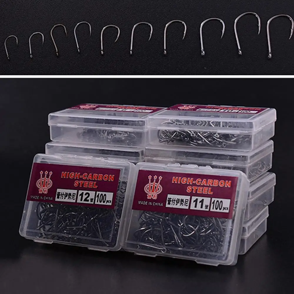 Sharpened Fishhook Bait Hook 1000 Pcs 10 Sizes Fishing Fish Tackle Jig with Box