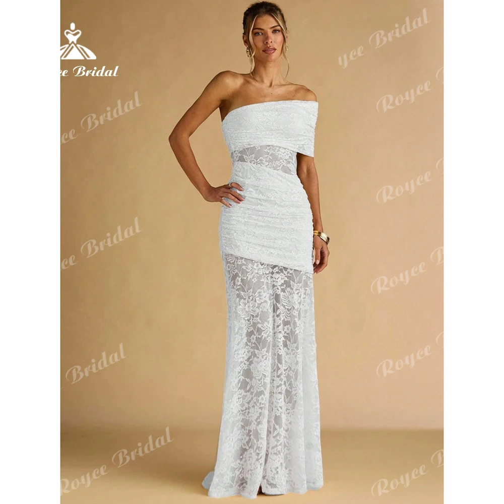 Vestido de fiesta largo elegante de encaje transparente, vestido de noche sirena sin tirantes, vestido formal largo elegante, vestidos de fiesta personalizados
