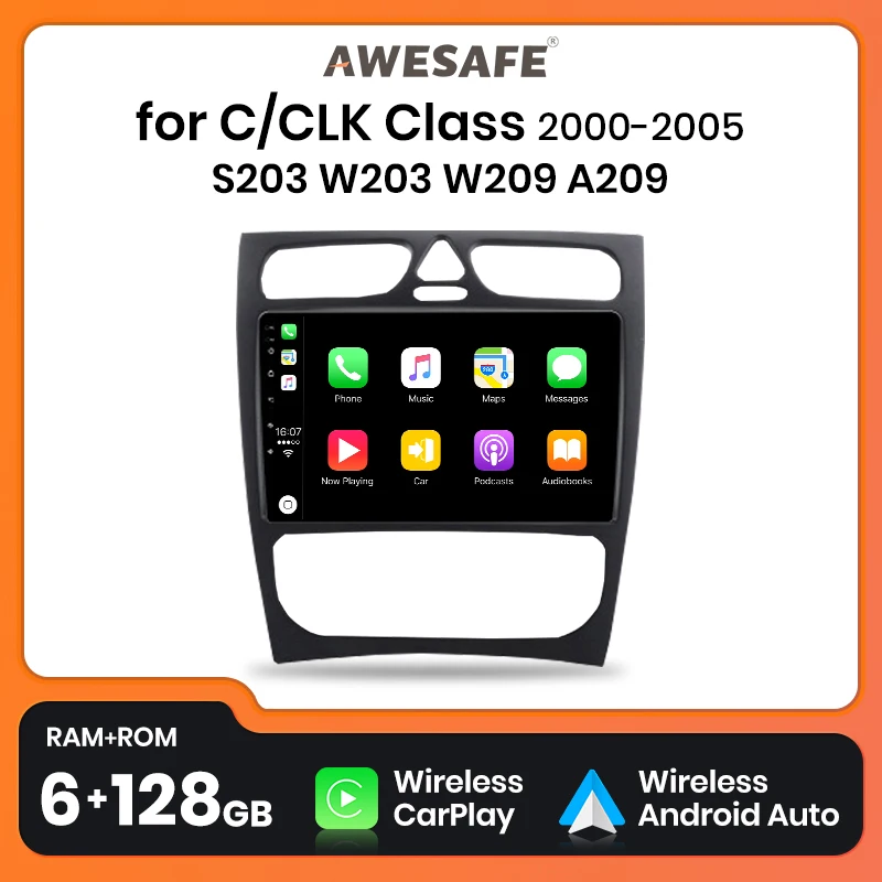 AWESAFE For Mercedes Benz Class CLK S203 W203 W209 A209  Car Radio Multimedia Navigation 2din Android Autoradio CarPlay Stereo