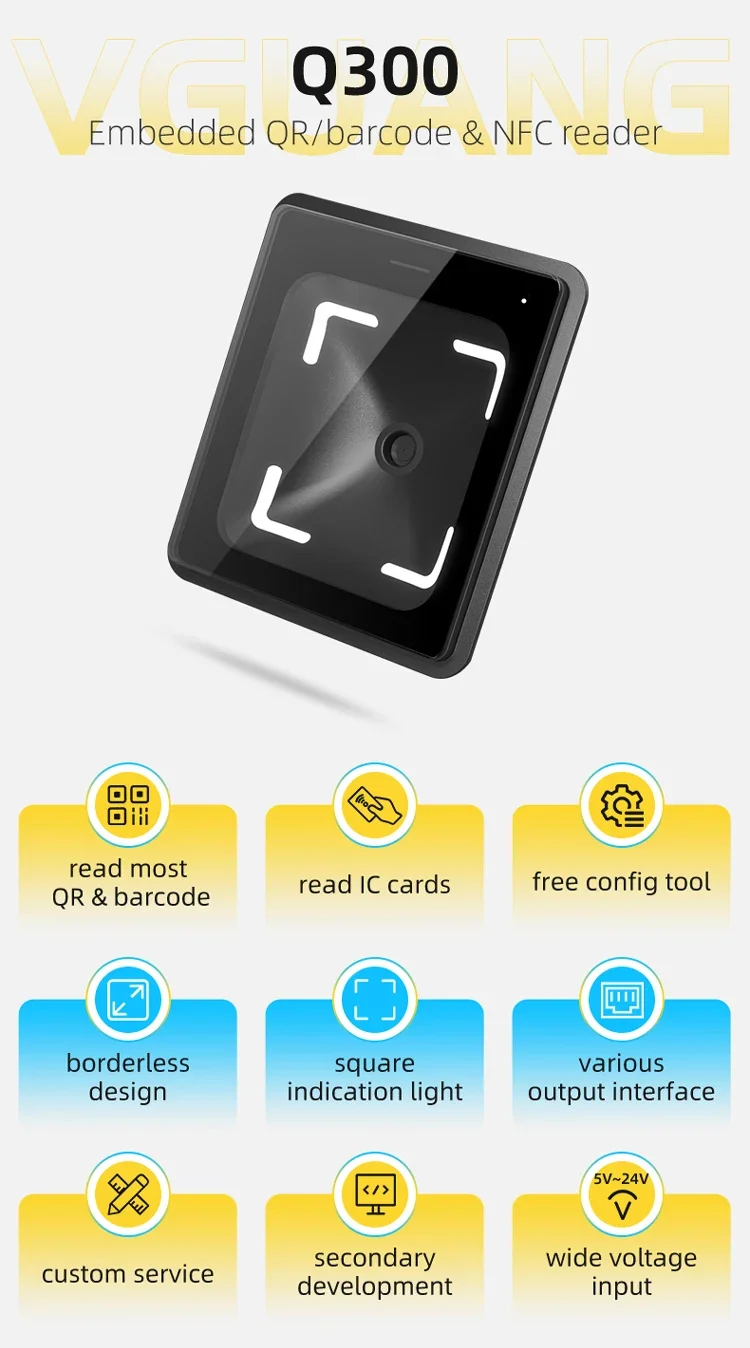 

NEW Feocey FC8130 QR Code & Barcode Scanner RS232 Interface IC Card NFC Reader for Access Control Turnstiles Veding Machine Stoc