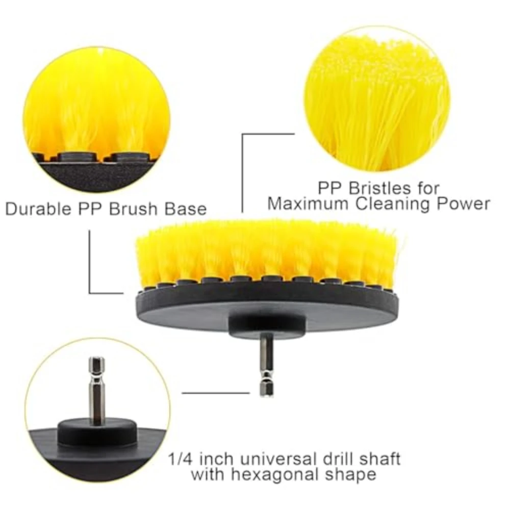 3/6 Pcs Drill Brush Attachment Power Scrubber Cleaning Kit Multi Purpose for Bathroom Tub Grout Tile Kitchen Surfaces Heavy Duty