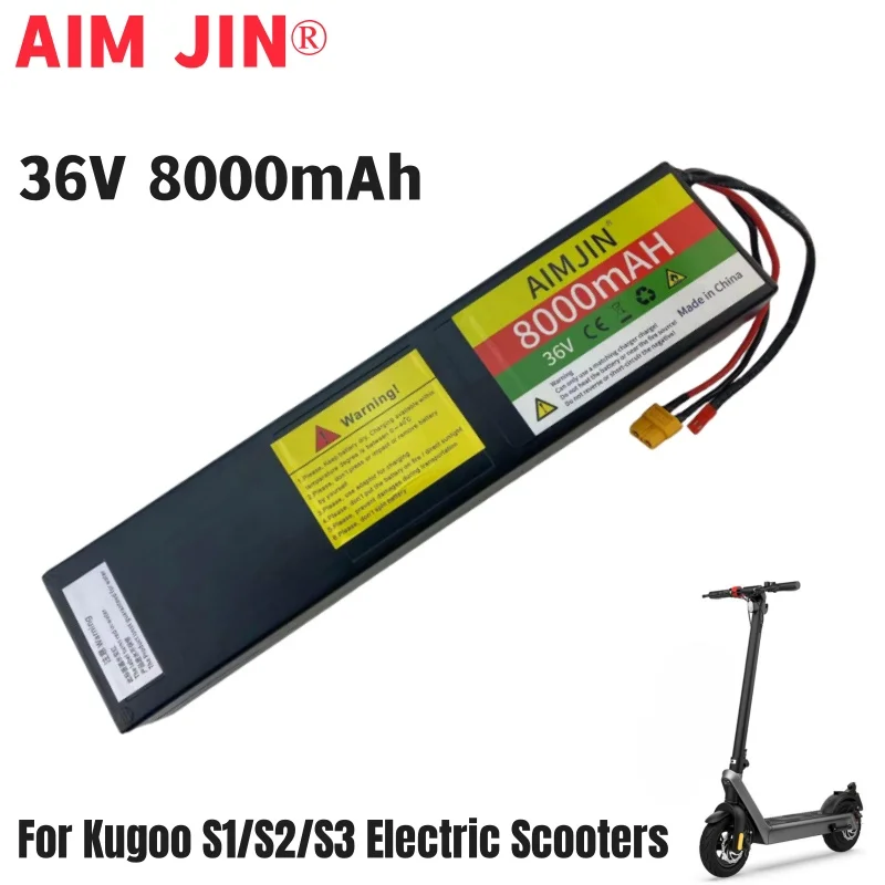 New 36v 8.0ah 10S3P 18650 Lithium-Ion Battery Pack 36V 8000mAH, Suitable for KUGOO S1/S2/S3 Electric Scooters