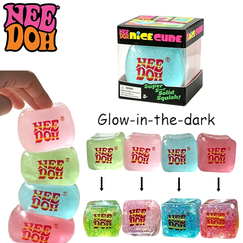 Needoh Nice Cube Glow Luminous Sensory Therapy Toy Non-toxic Knead Stretch Autism ADHD Focus Toy Anxiety Heal Relax Leisure Gift