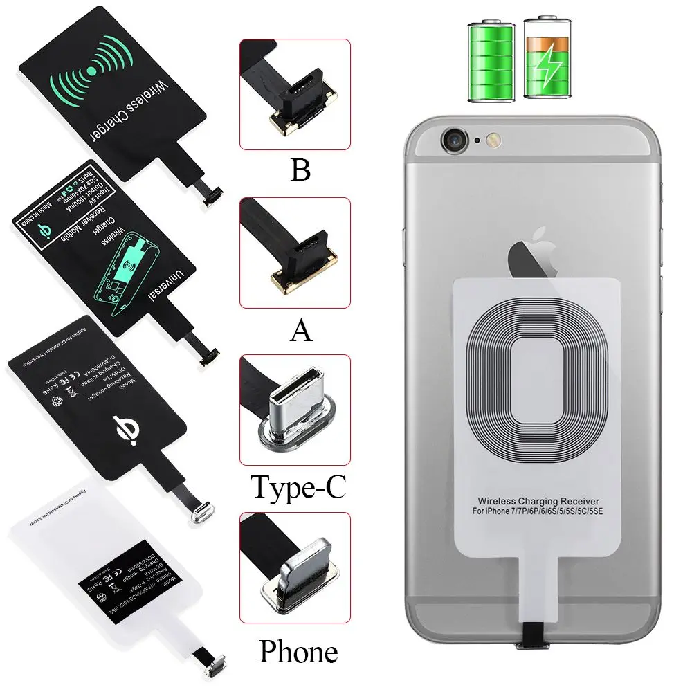 Qi Mobile Wireless Charging Receiver Fast Receipt Connector Suitable For Apple Android type-C Fast Charging Wireless Receiver