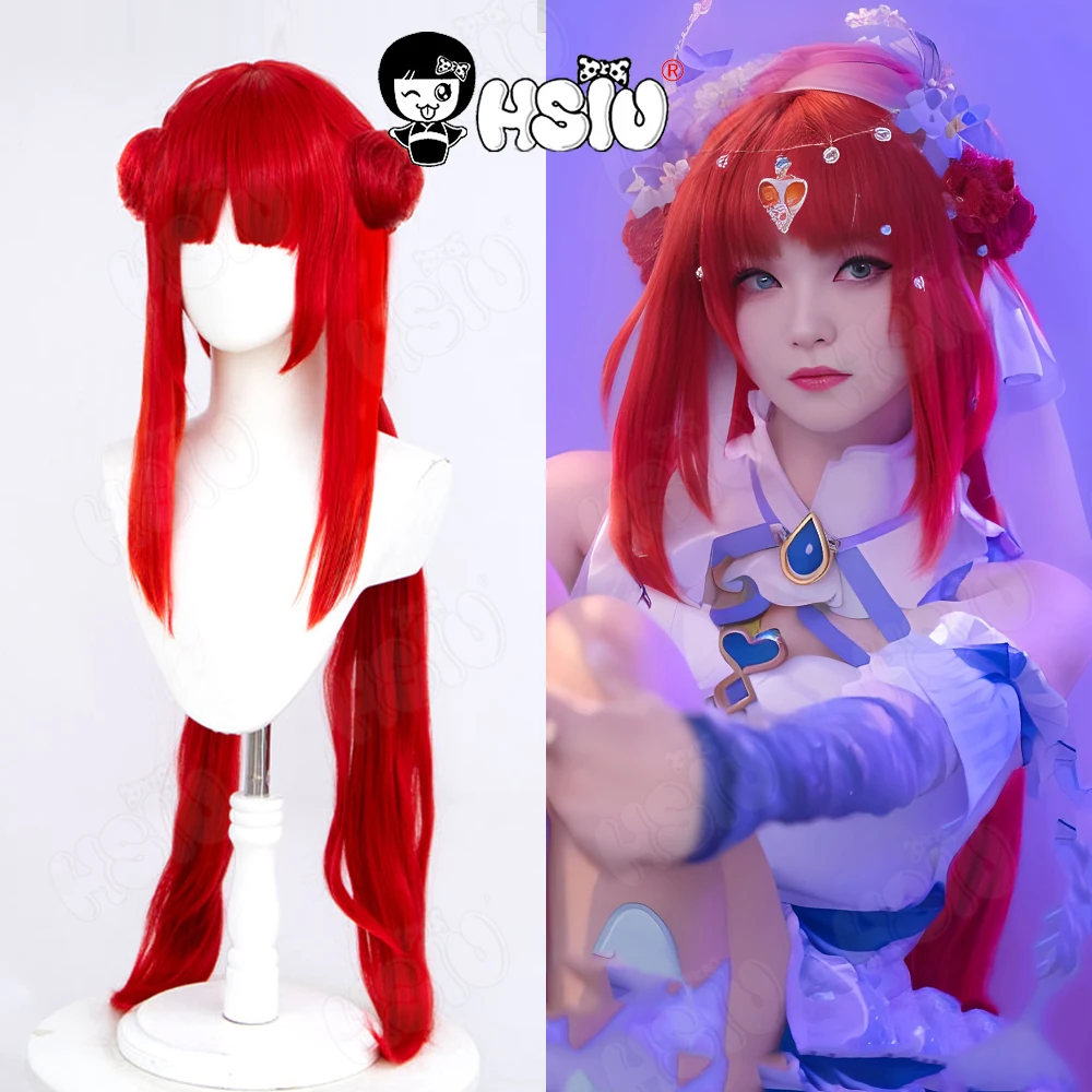 

Nilou Cosplay Wig HSIU 90CM red long hair Heat Resistant Synthetic Wig+Wig cap Game Genshin Impact Nilou Cosplay Wig