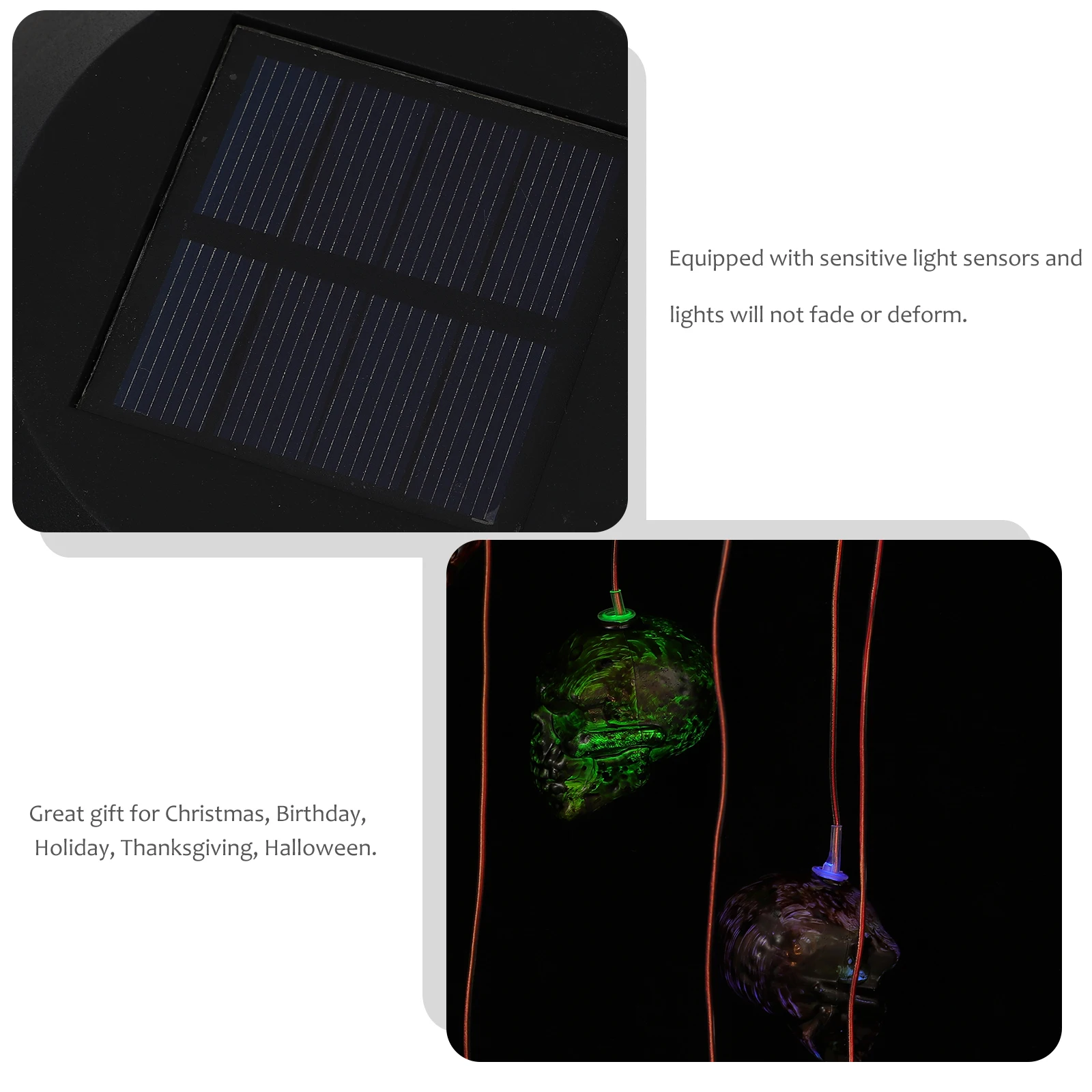 

Skull Wind Solar LED Light Halloween Decor Durable Bright Colorful Solar Light Use High Quality