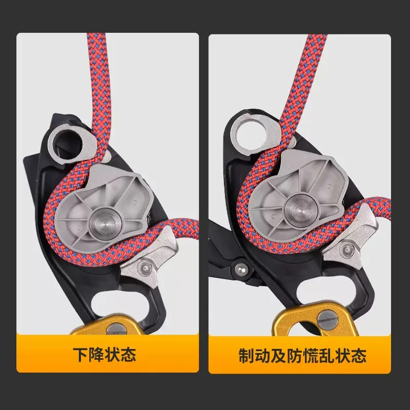 Suitable for Outdoor Climbing Descender, Anti-panic Cam Manual Descender, Quick Descent Aerial Work