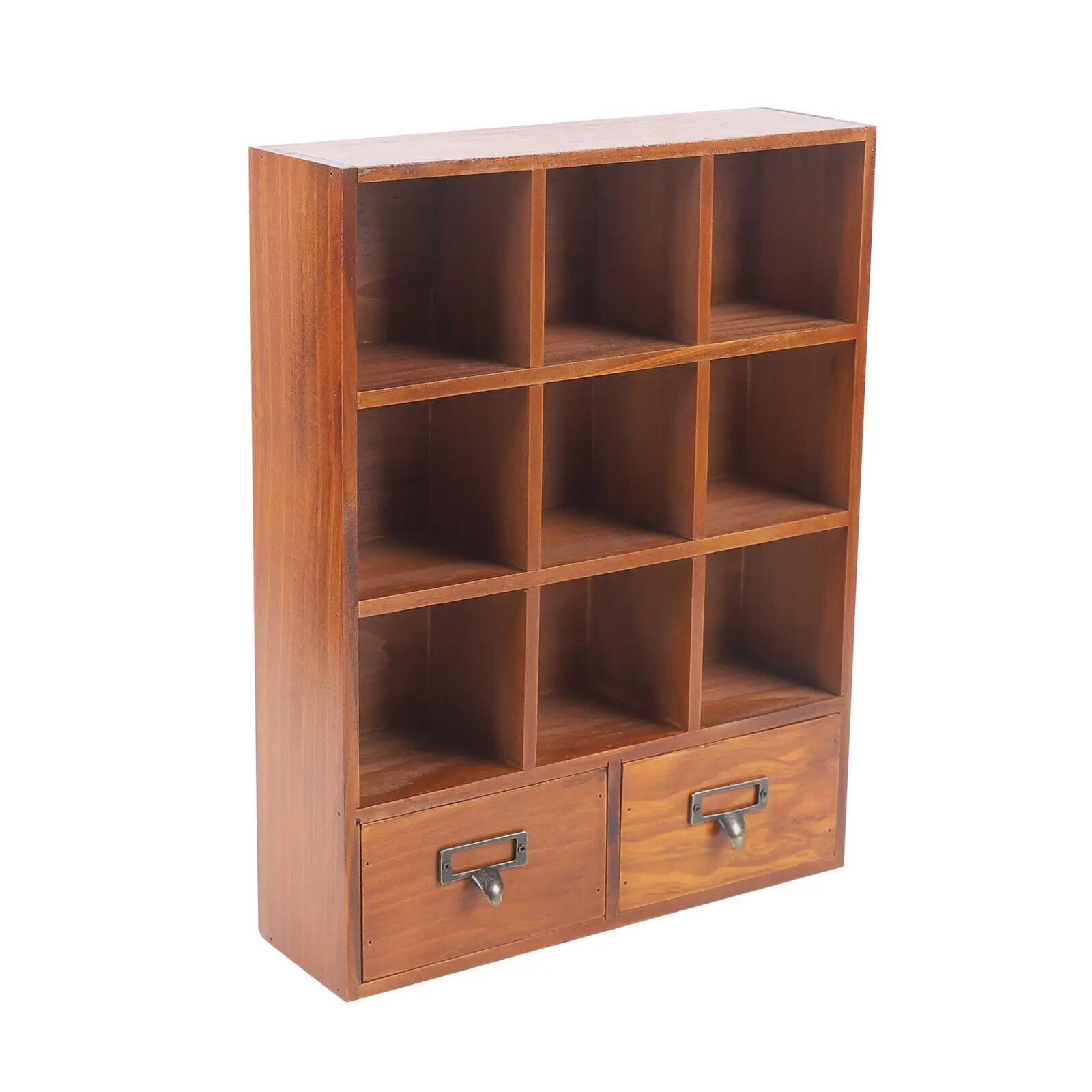 Robustes Aufbewahrungsregal aus Holz, Vintage-Vitrine aus Holz mit Metallgriff
