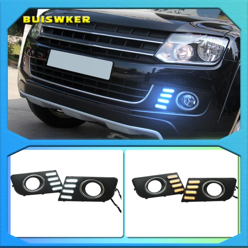 

2PCS For VW Amarok 2014 2015 2016 Front Bumper Light LED Fog Lights with Turn Signal DRL Daytime Running Light