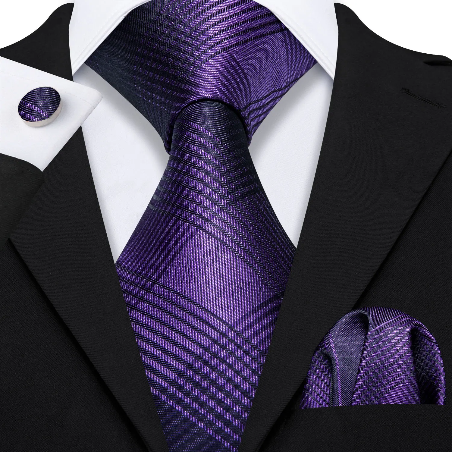 Yellow Plaid Ties For Men Shirts Men\'s Tie Handkerchief Cufflinks Set 15 Colors Neck Tie Fashion Design S-5241