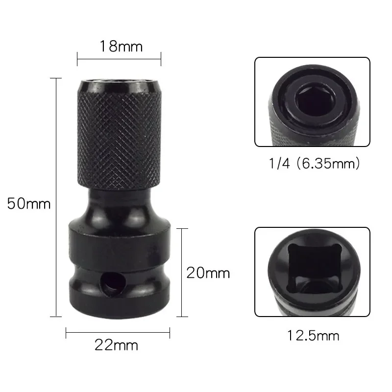 2set Socket Set Universal Adaptive Wrench Adapter Socket 1/2 Inch Square to 1/4 Inch Hex Ratchet Socket Converter Hand Tools