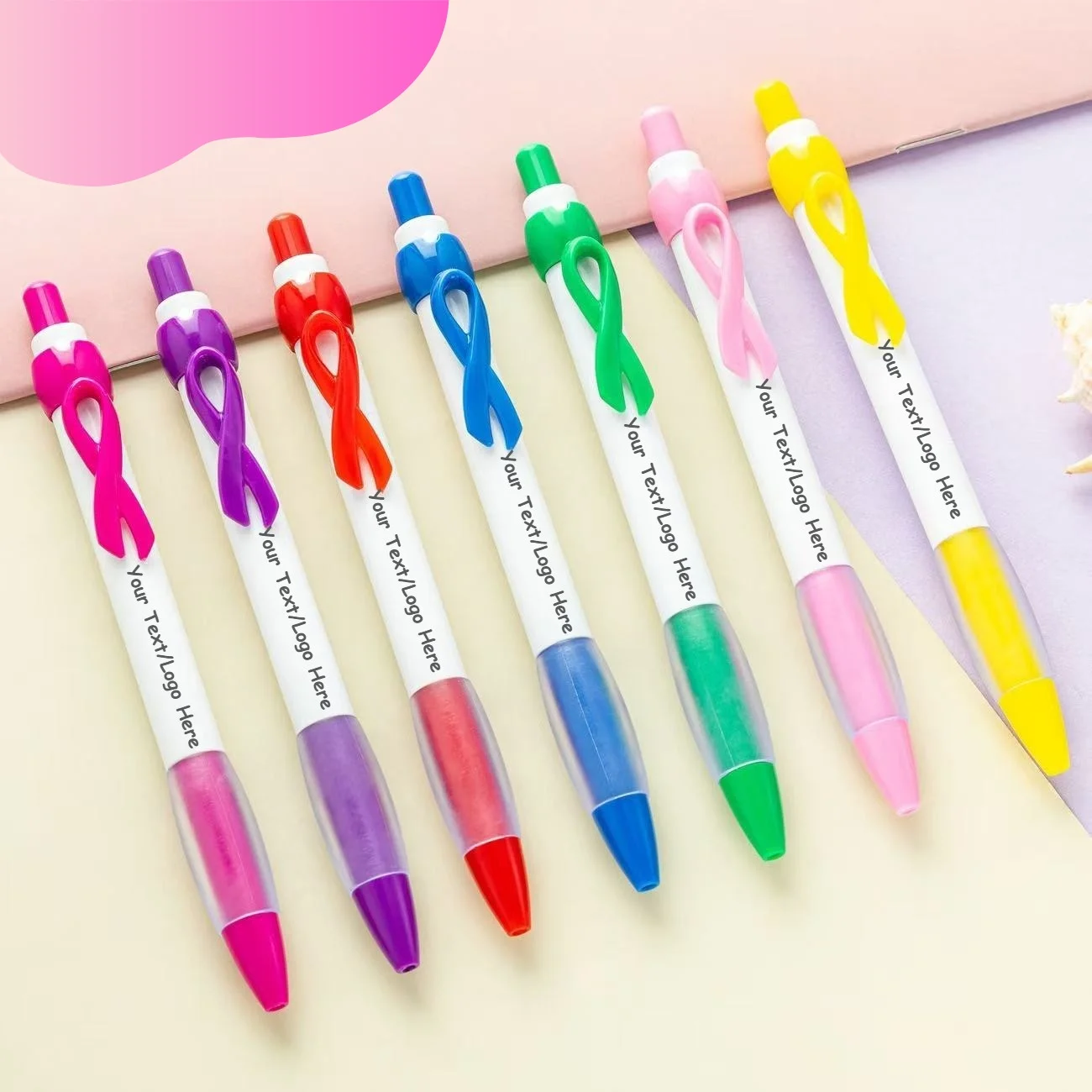 

20 шт. настраиваемых шариковых ручек с бантом-бабочкой, подарок для медсестер, для благотворительных акций по борьбе с раком груди и профилактике СПИДа