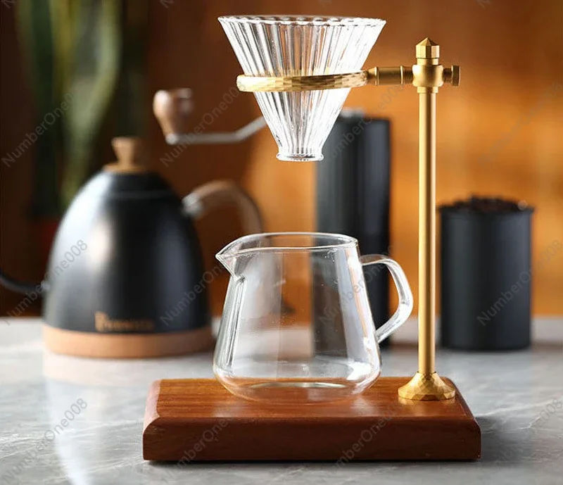 

Coffee solid wood aluminum alloy/copper hand punch frame drip filter tea holder cup filter adjustable factory direct wholesale