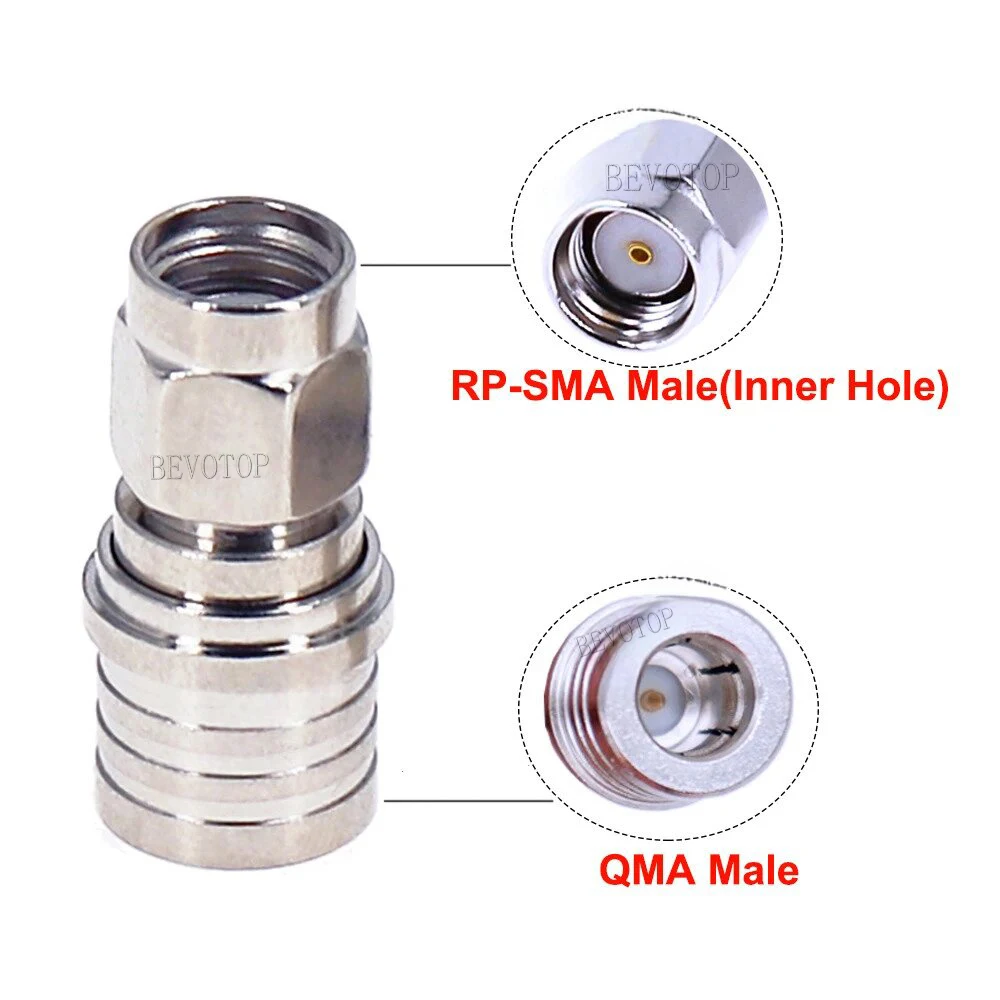 10PCS/lot RP-SMA Male to QMA Male Straight Connector for WiFi Antenna Radio Antenna RP-SMA to QMA RF Coaxial Adapter Wholesale