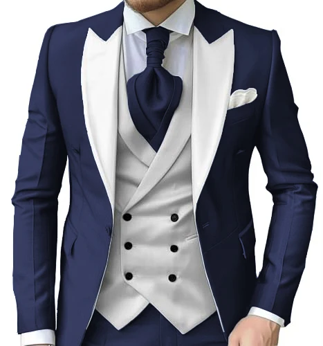 

2026 New Men's Slim Fit Peak Lapel Tuxedo Suit Luxury Business Wedding Blazer Jacket And Pants Set