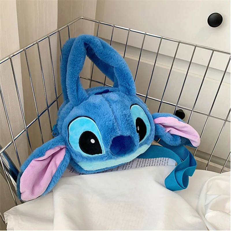 Stitch Plush Bag Cute Cartoon Doll Handbag Plushie Shoulder Bag Large Capacity Crossbody Bag Stuffed Toy Storage Pouch Gift