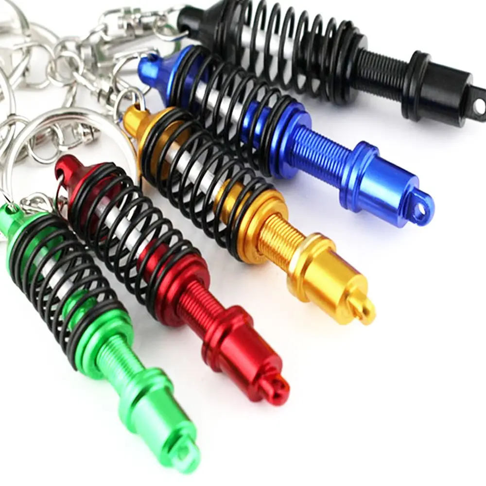 1Pc Adjustable Coilover Spring Car Part Shock Absorber Keyring Alloy Keychain Keyring Spring Shock Absorber Creative Gift