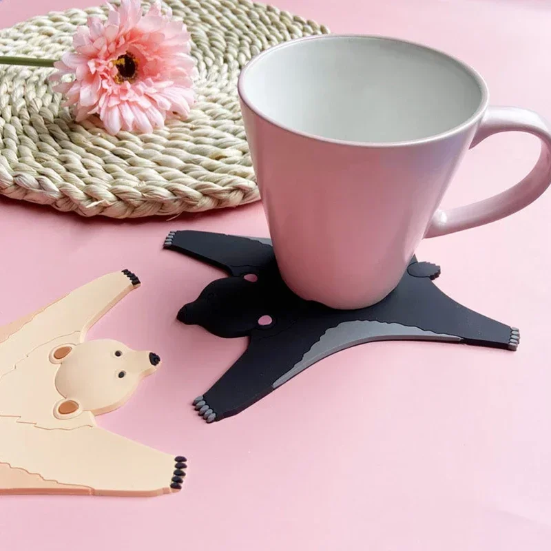 Cute Silicone Coaster Insulated Water Non-slip Pad Cartoon Animal Heat-resistant Cup Mat Tiger Leopard Placemat Home Kitchen