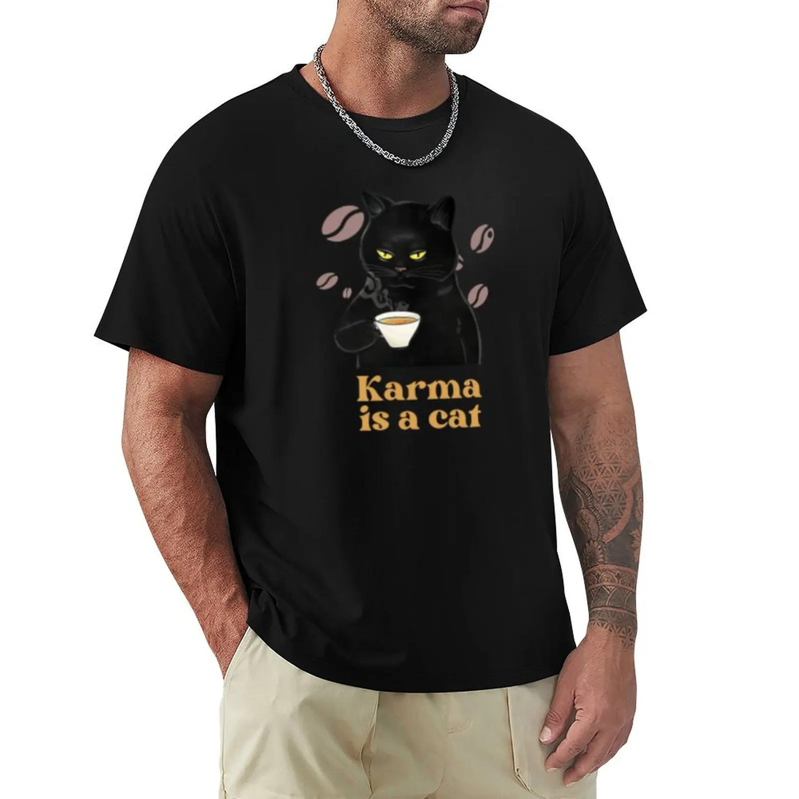 

karma is a cat T-Shirt shirts graphic tee graphic shirts kawaii clothes funny shirt cotton mens t shirts casual stylish