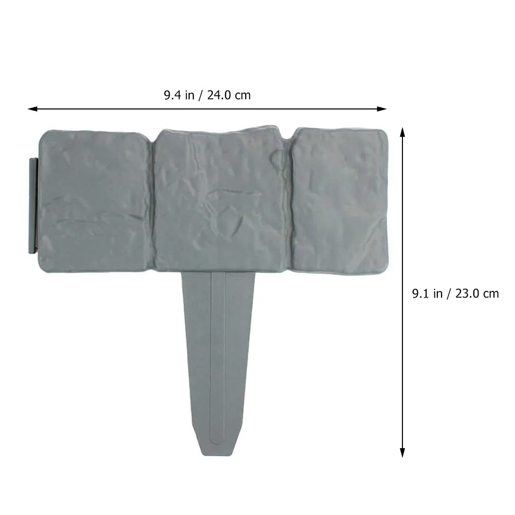 20Pcs Plastic Garden Fence Decor Stone Look Edging Border Fence for Lawn Flower Beds Shrubs Paths Custom Landscaping