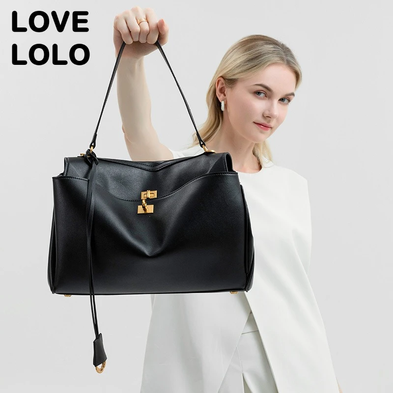 

2025 Premium Soft Leather Tote Bag for Women Large Capacity Business Briefcase Luxury Commuter Shoulder Bag Crossbody Handbag