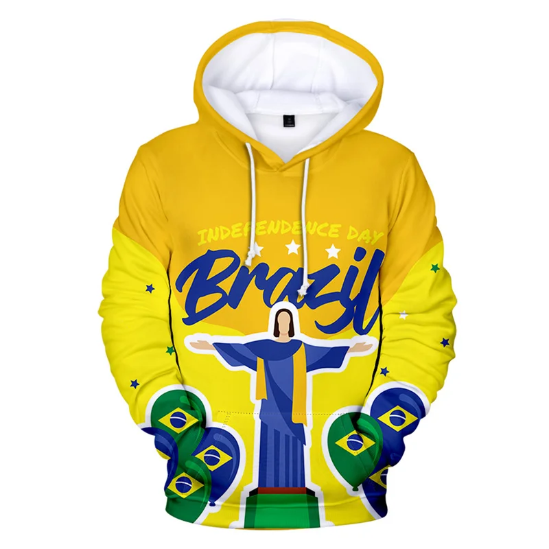 Fashion Brazil Independence Day 3D Printed Hoodie Men Women Long Sleeves Sweatshirt Street Casual Sports Pullovers Tops Clothes