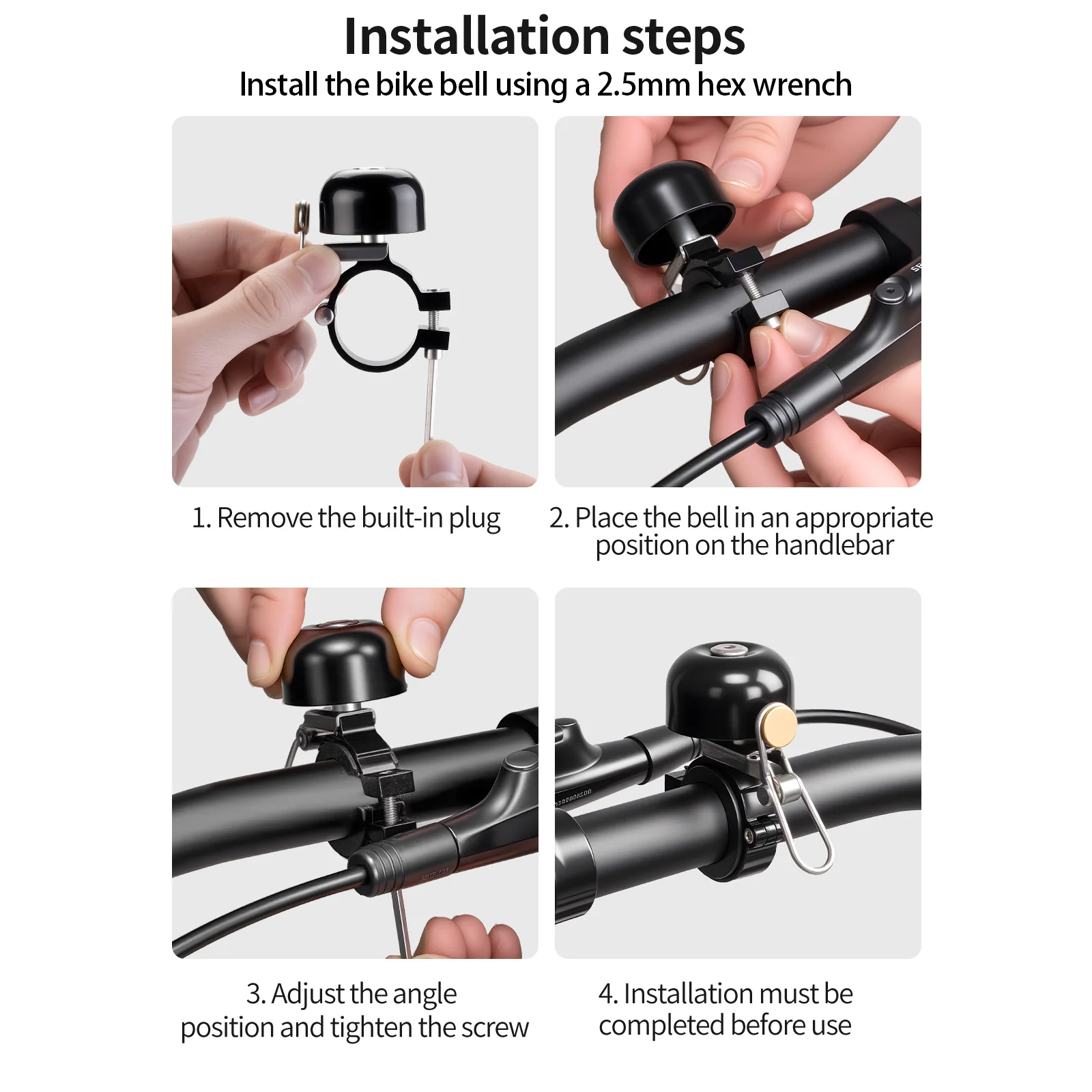 TOSUOD Mini-Fahrradklingel, wasserdicht, leicht, klarer, lauter Ton, Fahrradklingel für MTB, Rennrad, Radfahren – Detail 2