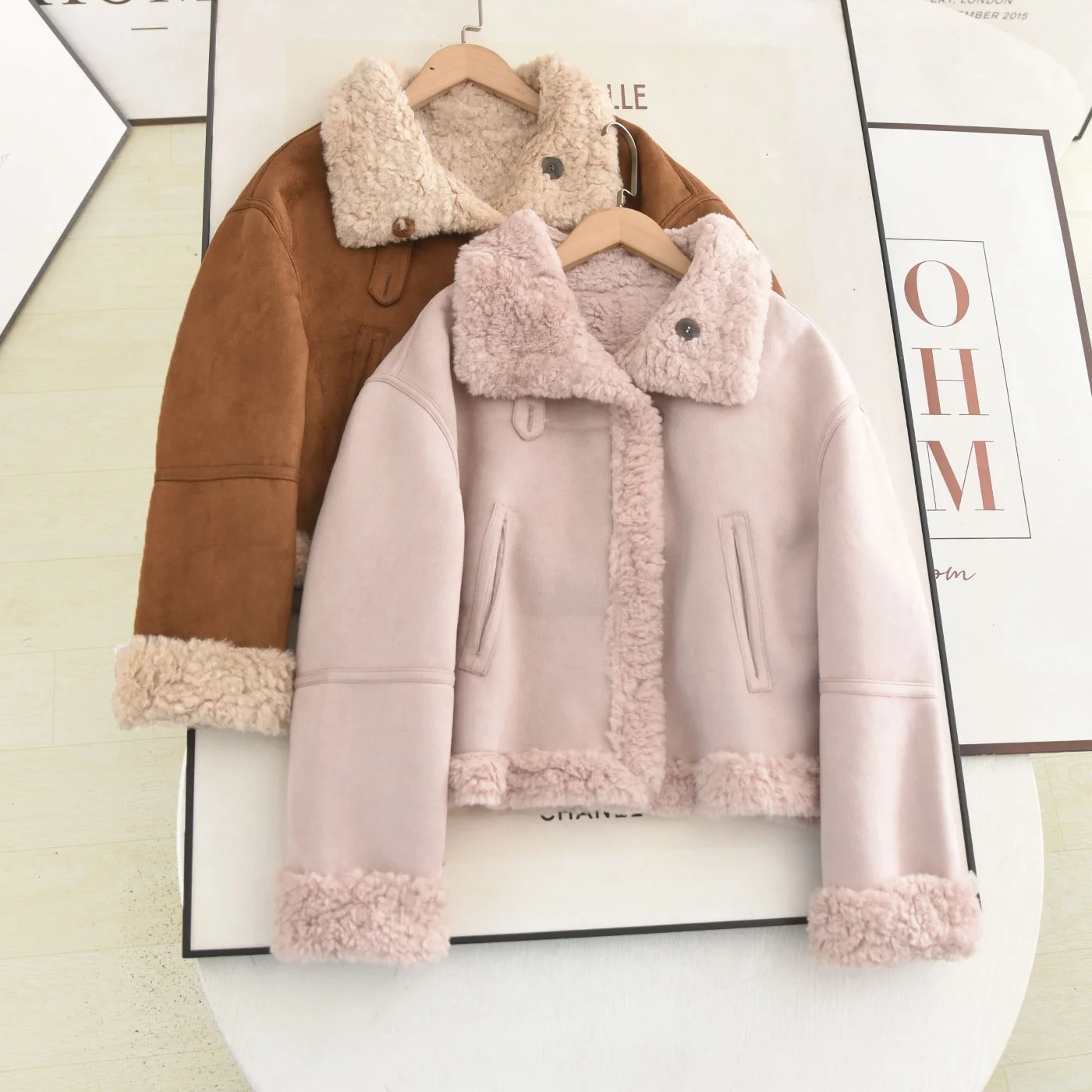 

Warmth Outerwear Women's Faion Suede Fur Inteated Eco-friendly Cact Size ort Sle Ele Sle Chinese Production
