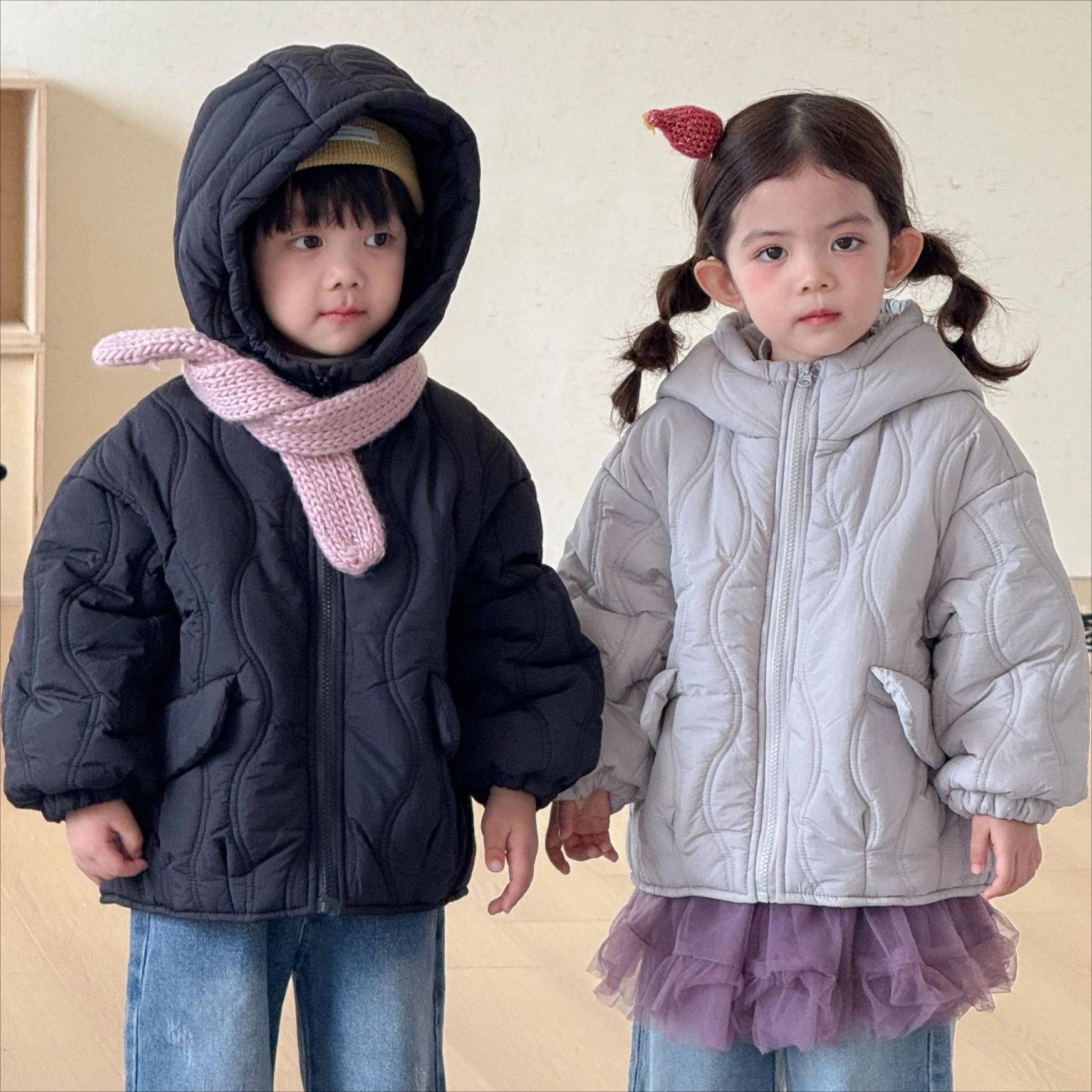 Cotton Clothes 2027 Autumn And Winter New Childrens Clothes Korean Style Boys And Girls Jacket Cotton Warm Hooded Cotton Clothes