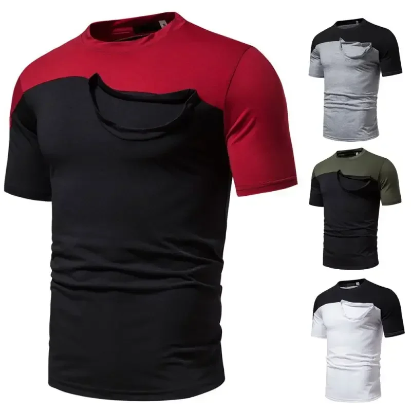 Men's Clothing Collage Color T-shirt Summer Short Sleeved Men's Hip-hop Golf Casual T-shirt