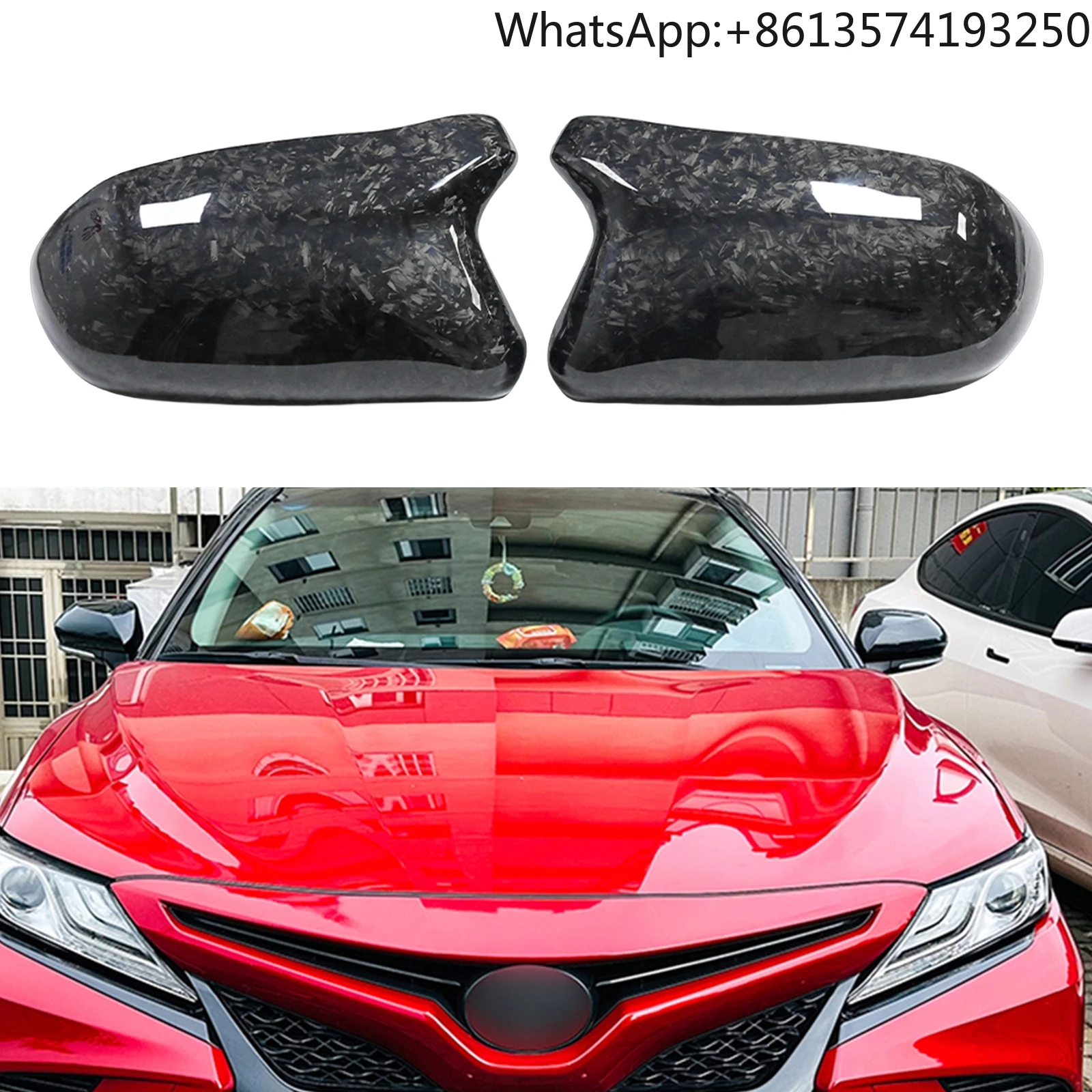 

Mirror Cover For Toyota Camry 2018-2024 Carbon Fiber/Forged/ABS Honeycomb Horn Style Replacement Side Rear View Cap Clip On Type