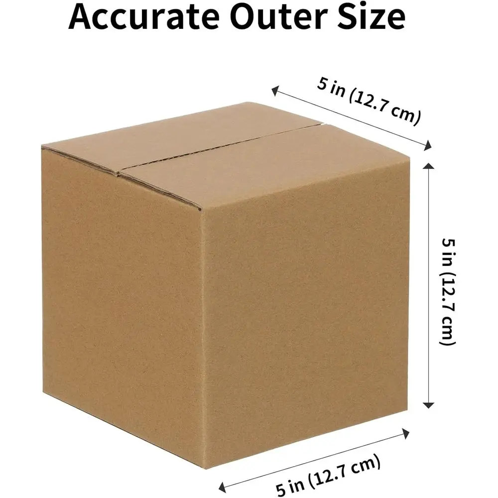 100 Pack 5x5x5 Inch Small Cardboard Shipping Boxes, Corrugated for Mailing and Packing, Brown