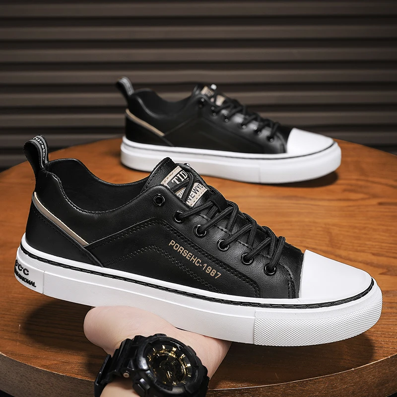 남성 가죽 신발 가을 패션 운동화 드라이빙 워킹 오피스 편안한 남성 슬립온 스케이트 플랫 논슬립 청소년 신발