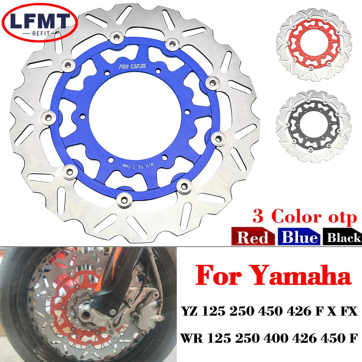 

For Yamaha YZ125 YZ250 YZ250F YZ250X YZ400F YZ450F WR125 WR250 WR250F WR400F WR450F Front 320mm Floating Brake Disc Rotor Disk