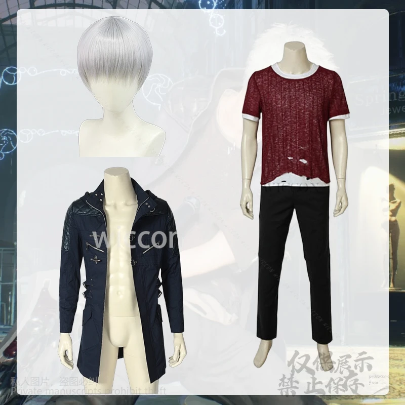 نيرو تأثيري لعبة DMC أنيمي زي الصحراء الشرير معطف معركة موحدة قميص أحمر السراويل Y2K دعوى شيطان هالوين حفلة عيد الميلاد كوس