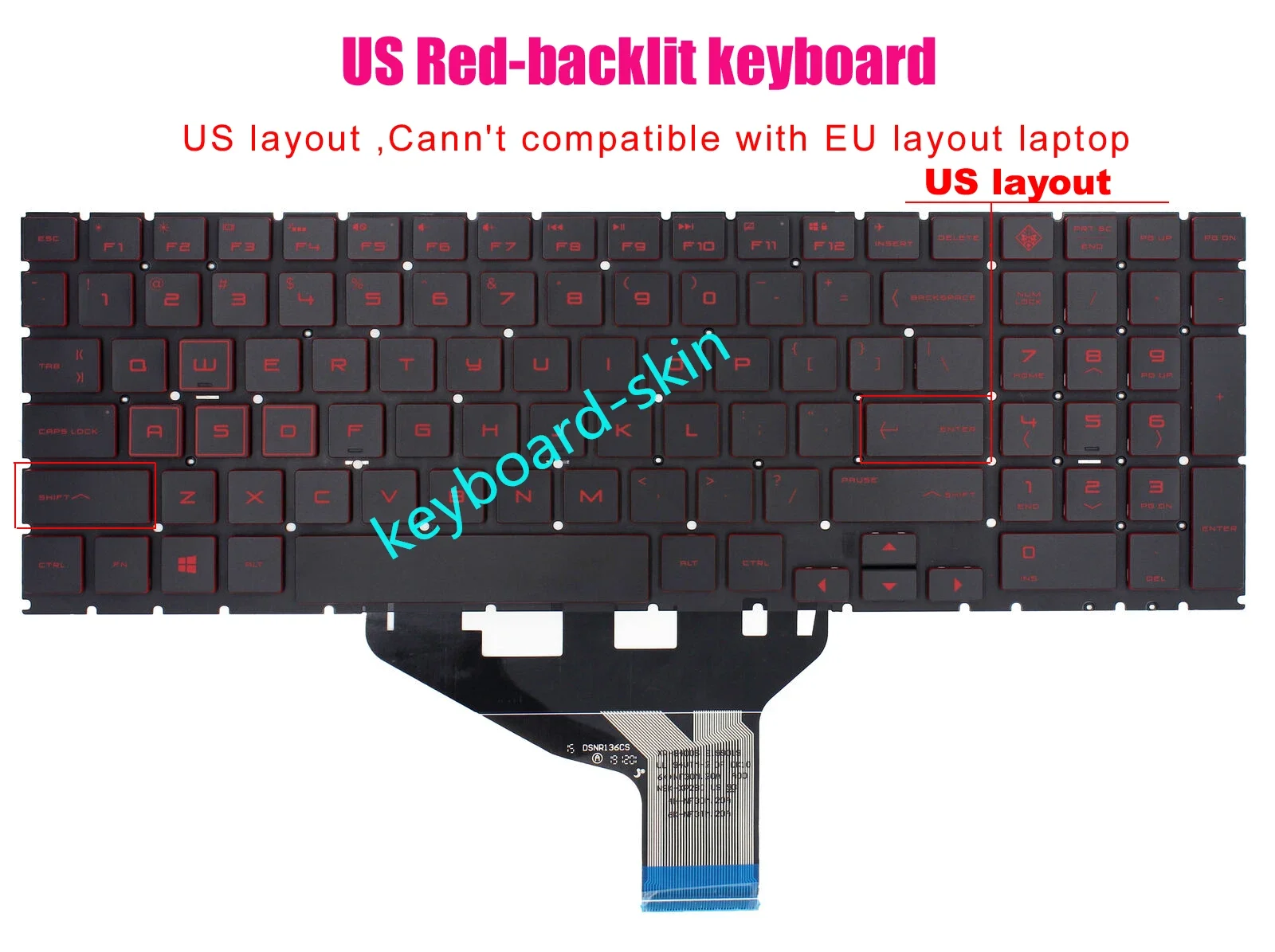 New US Red Backlit keyboard for HP Omen 15-DC 15-DC** 15T-DC** 15T-DCxx 15-DH 15-DH** 15-dc0030nr 15-dc1015na 15-dh1059nr laptop