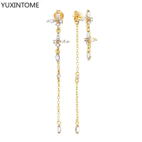 Серьги-гвоздики YUXINTOME из серебра 925 с кристаллами