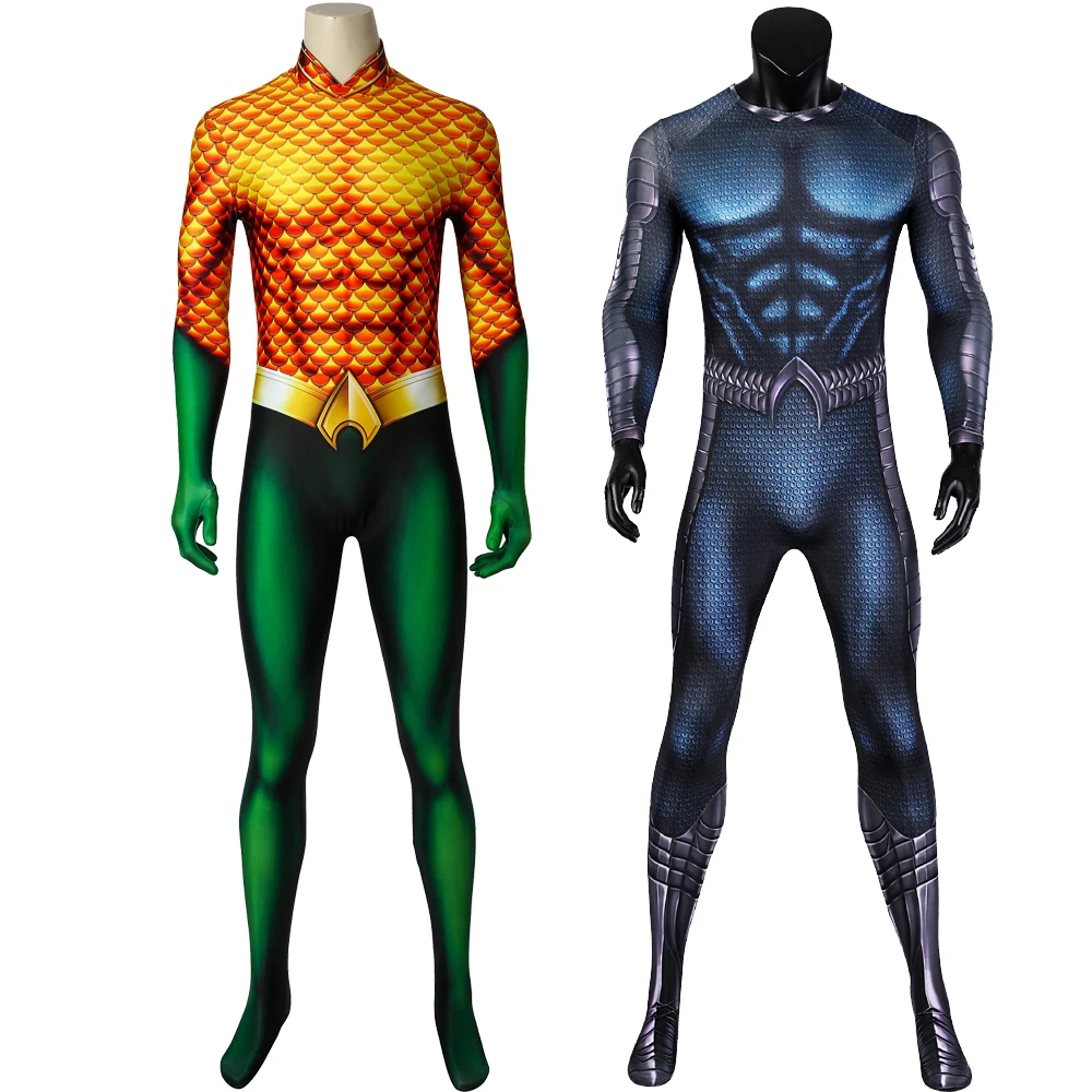 

King Arthur Curry Cosplay Zentai Halloween Carnival Superhero 3D Printing Bodysuit Fancy Dress Up Jumpsuit