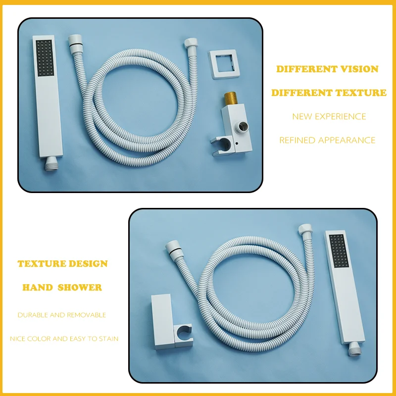 

Brass White Handheld Shower Set Bathroom Adjustable Bracket Handheld Shower with 1.5M Hose Wall Mounted Faucet Accessories