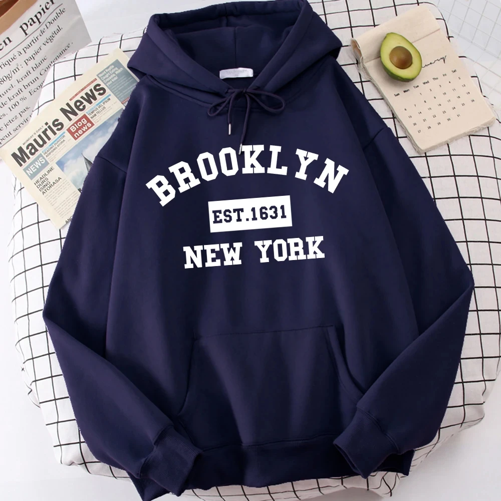 Brooklyn Est. 1631 New York Letter Male Hoodie Simplicity Graphics Tracksuit Soft Outdoor Clothing All-Match Fashion Hoodies Men