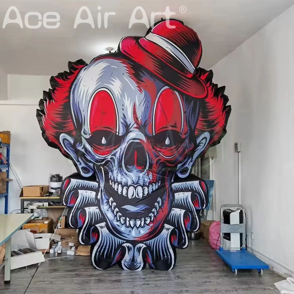 Globo publicitario de pared con letrero de cabeza de payaso inflable gigante de Halloween para decoraciones de Halloween