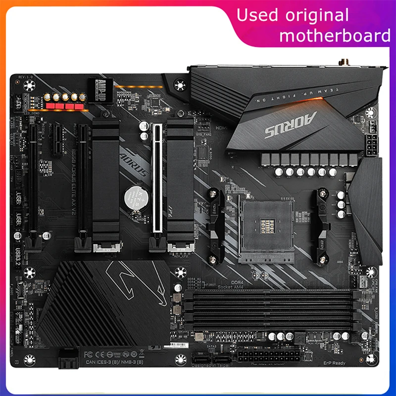 Used AM4 For AMD B550 B550 AORUS ELITE AX V2 Computer Motherboard PCI-E4.0 USB3.0 SATA3 AM4 DDR4 128G Desktop Mainboard