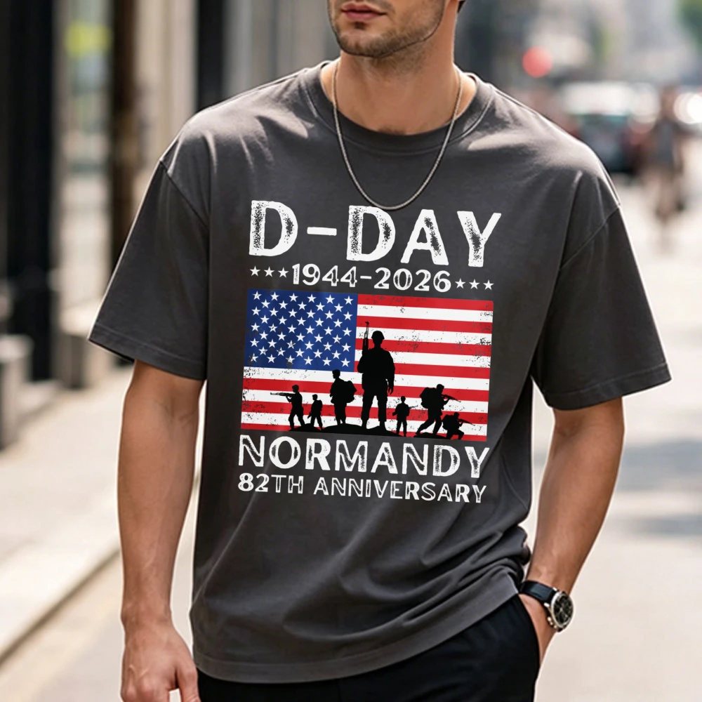 D-Day Shirt 82th Anniversary Normandy 1944-2026 T-Shirt D Day 06 Jun 1944 WW2 Normandy Landings High Quality Cotton Casual Tees view 3