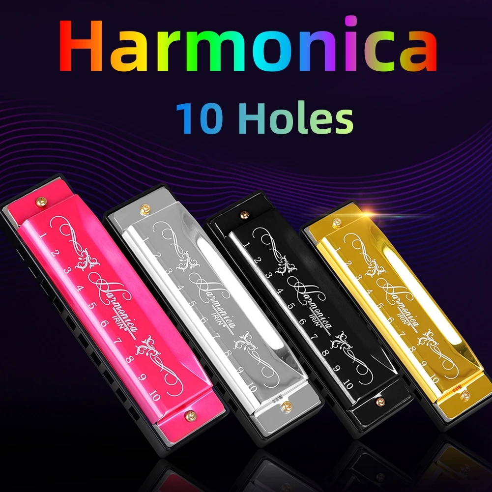 Tremolo Harmonica Harmonica เครื่องดนตรี 10 หลุม 20 โทน 10.4 ซม.x 2.8 ซม.สําหรับใหม่หรือ Pro Harmonica ในคีย์ C