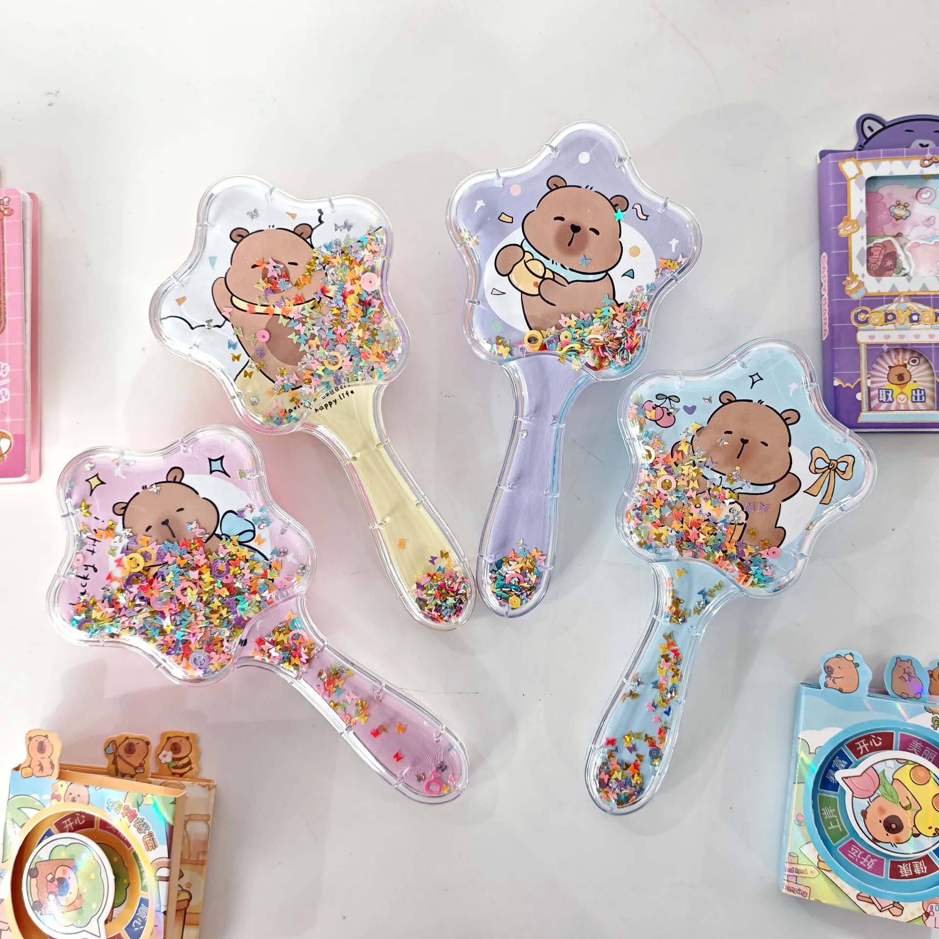 

Щетка для волос с милой мультяшной капибарой на воздушной подушке — дизайн Happy Balloons & Stars, портативная расческа для ежедневного ухода за волосами