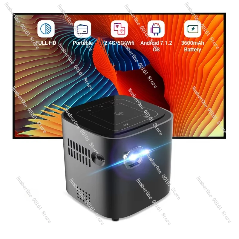 جهاز عرض خارجي بطارية قابلة للشحن عالي الدقة 1080P WIFI BT Mini Pico Android Video Smart Touch DLP محمول #6