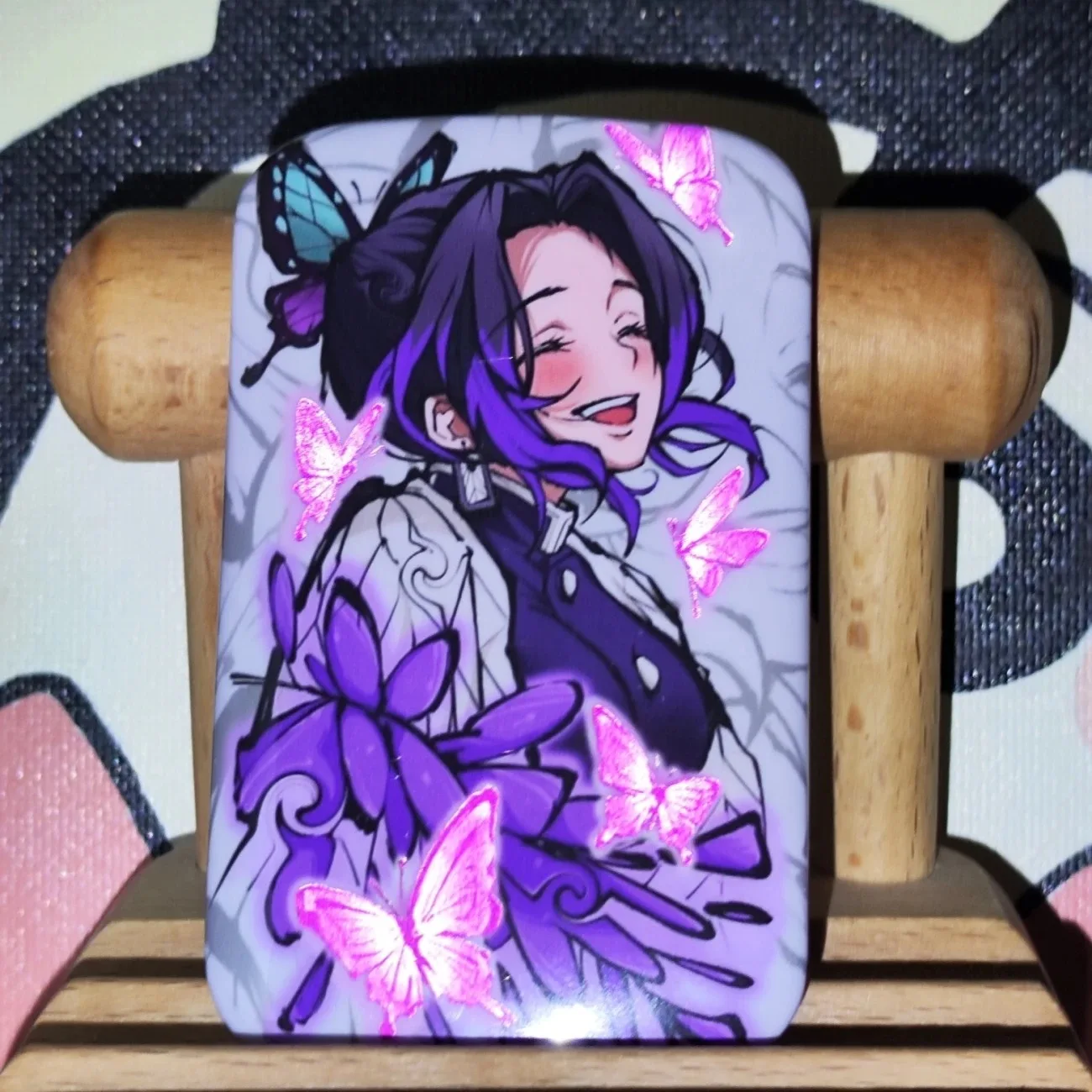 Ghost Slayer Blade: barra riflettente attorno al corpo umano, farfalla purgatoria No Ichiro Tomioka Yoshitomo Bar, pendente in miglio