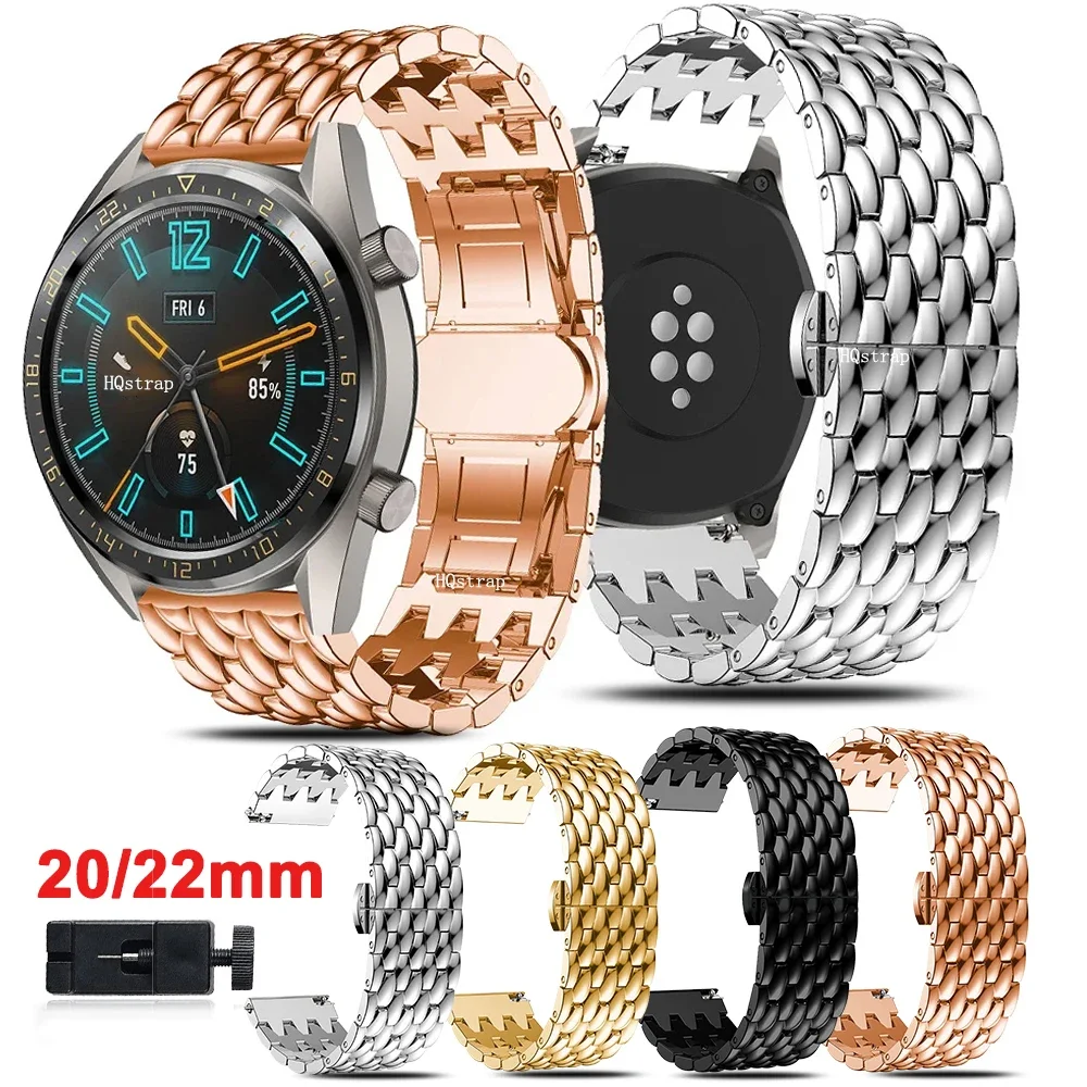 20mm 22mm Metal Strap for Huawei Watch GT4 GT3 GT2 Bracelet for Samsung Watch 3 Gear S3 Frontier/Classic Active 2 Amazfit Band